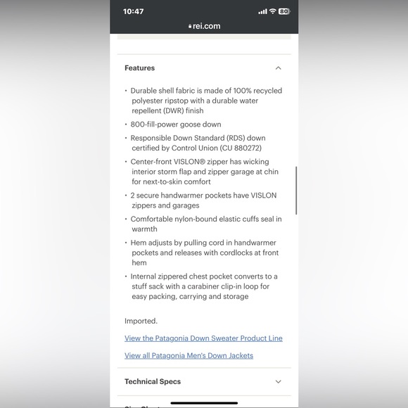 Patagonia | Down Sweater in True Navy - Picture 7 of 17